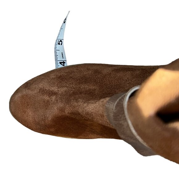 New Directions Jorie Strap Cognac Suede Ankle Boots Sz 10 Womens Chunky 3" Heel - Picture 11 of 16